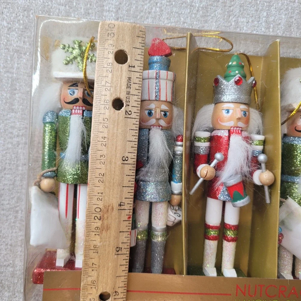 Nutcracker Hanging Ornaments Glitter Soldiers Set of 11 Holiday Decor NEW